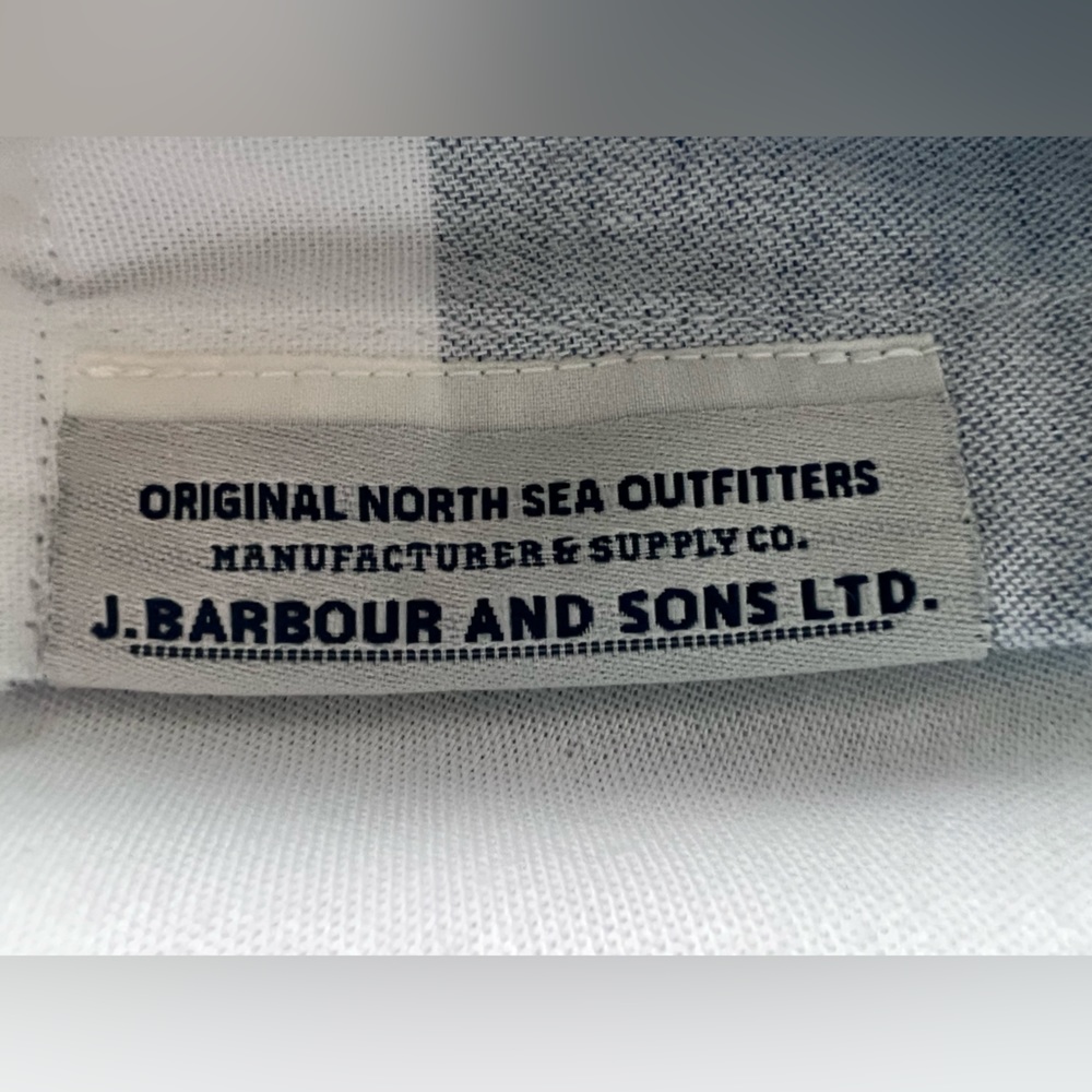BARBOUR and Sons Tailored Fit cotton blue white striped button-up shirt XL - Picture 10 of 14